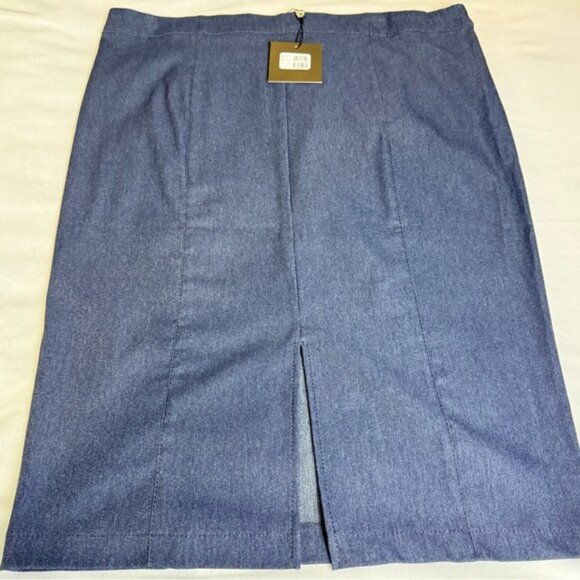 Michel Studio Stretch Denim Suit: Blazer Sz 14 & Skirt Sz 16. Women's Office - Picture 6 of 15